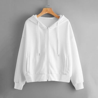 Φούτερ Hoodie Oversize Μονόχρωμη Ζακέτα με κουκούλα Γυναικεία Ρούχα Φούτερ με φερμουάρ γυναικεία μπλουζάκια μακριά μανίκια