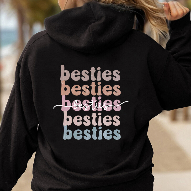 Besties Hanorace casual pentru femei, de toamnă, cu fermoar, hanorace supradimensionate, Harajuku, cu mânecă lungă, jachete cu glugă, haină, cel mai bun prieten, BFF