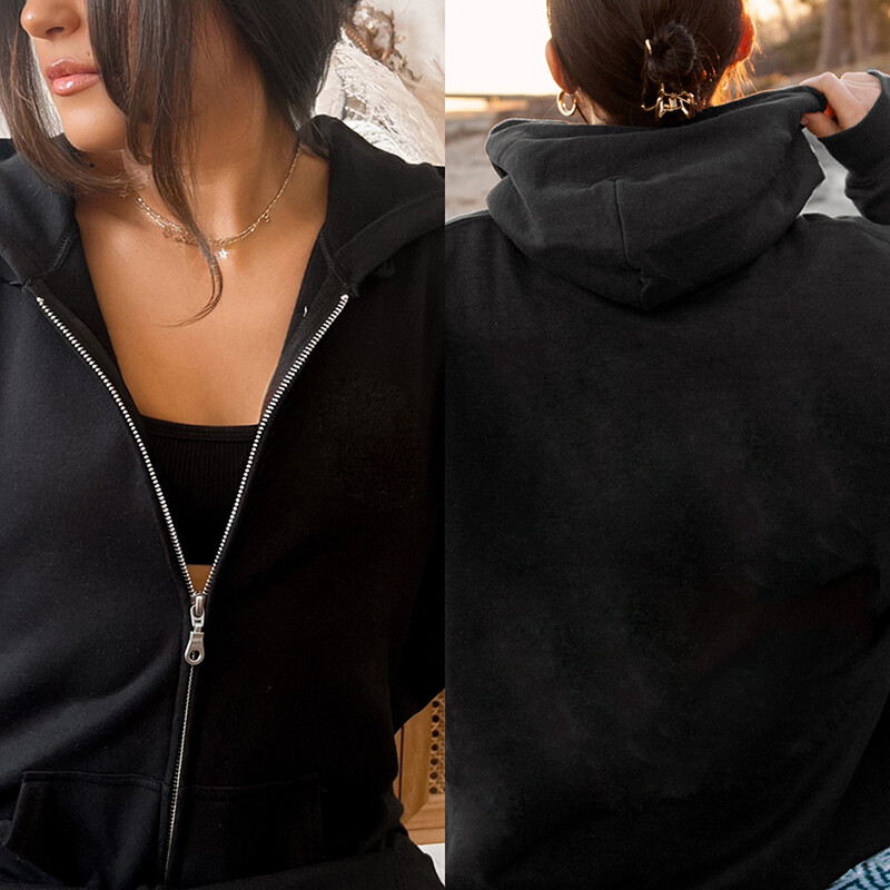 Besties Hanorace casual pentru femei, de toamnă, cu fermoar, hanorace supradimensionate, Harajuku, cu mânecă lungă, jachete cu glugă, haină, cel mai bun prieten, BFF