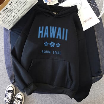 Hawaii Aloha State Letter Έντυπα Ρούχα Γυναικεία Hip Hop Street Hoodies Casual Fashion Φούτερ Άνετα φαρδιά γυναικεία κουκούλα