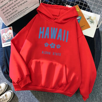 Hawaii Aloha State Letter Έντυπα Ρούχα Γυναικεία Hip Hop Street Hoodies Casual Fashion Φούτερ Άνετα φαρδιά γυναικεία κουκούλα