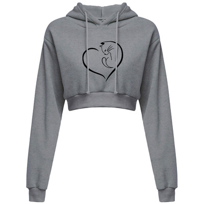 Ženska skraćena majica s kapuljačom, kratka majica s kapuljačom, obični pulover s kapuljačom, kratke majice, seksi ležerni, dugih rukava i kapuljača