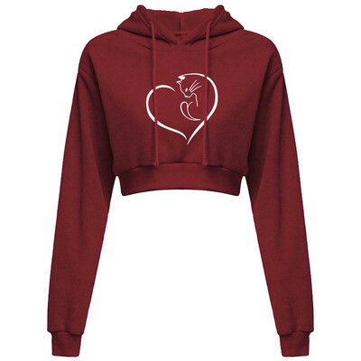 Ženska skraćena majica s kapuljačom, kratka majica s kapuljačom, obični pulover s kapuljačom, kratke majice, seksi ležerni, dugih rukava i kapuljača