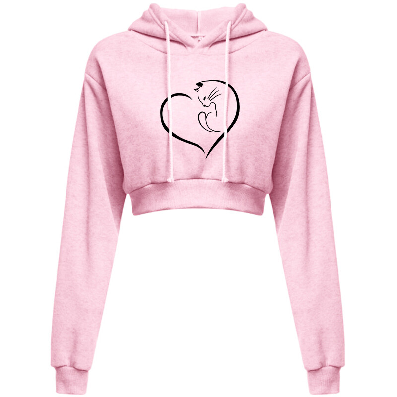 Ženska skraćena majica s kapuljačom, kratka majica s kapuljačom, obični pulover s kapuljačom, kratke majice, seksi ležerni, dugih rukava i kapuljača