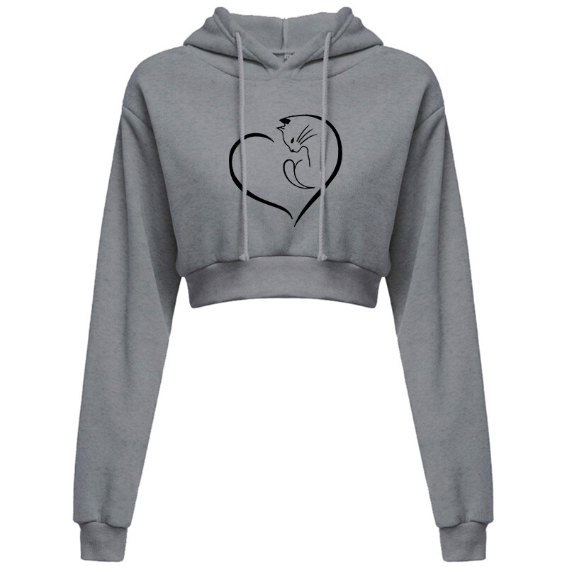 Ženska skraćena majica s kapuljačom, kratka majica s kapuljačom, obični pulover s kapuljačom, kratke majice, seksi ležerni, dugih rukava i kapuljača