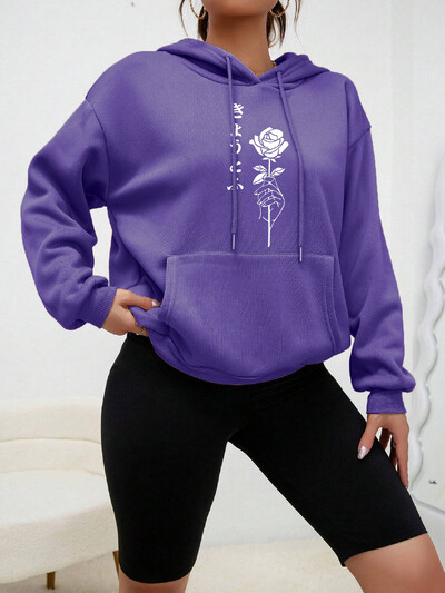 Roosi käes hoidmine Printimine Naisteriided Loomingulised Mitmevärvilised kapuutsid Mustrid Soe kapuuts Multifilmid Naiste vabaaja tänavarõivad