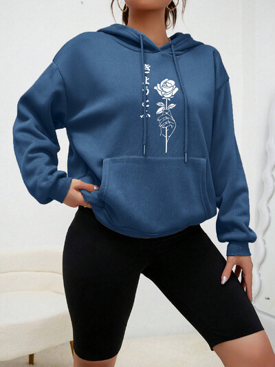 Roosi käes hoidmine Printimine Naisteriided Loomingulised Mitmevärvilised kapuutsid Mustrid Soe kapuuts Multifilmid Naiste vabaaja tänavarõivad