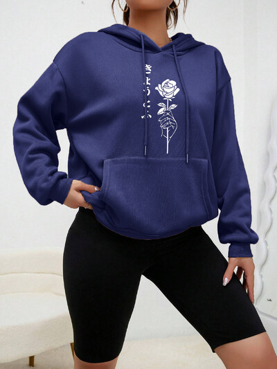 Roosi käes hoidmine Printimine Naisteriided Loomingulised Mitmevärvilised kapuutsid Mustrid Soe kapuuts Multifilmid Naiste vabaaja tänavarõivad