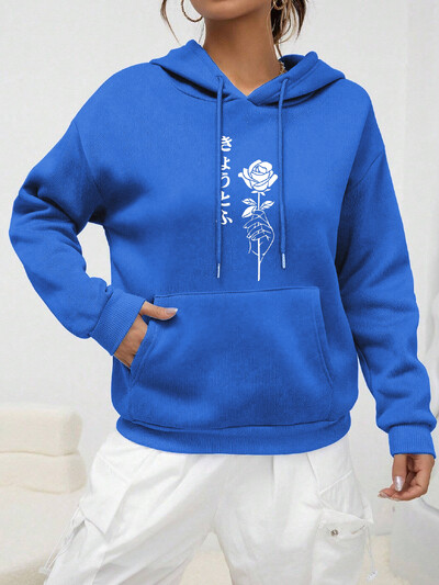 Roosi käes hoidmine Printimine Naisteriided Loomingulised Mitmevärvilised kapuutsid Mustrid Soe kapuuts Multifilmid Naiste vabaaja tänavarõivad