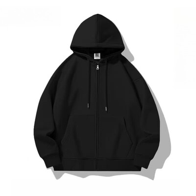 Rudens flīsa kapuce Vienkrāsains ar kapuci korejiešu modes džemperi ar garām piedurknēm augšā savelkamās kabatas brīvas rāvējslēdzēja aizdares melnas kapuces