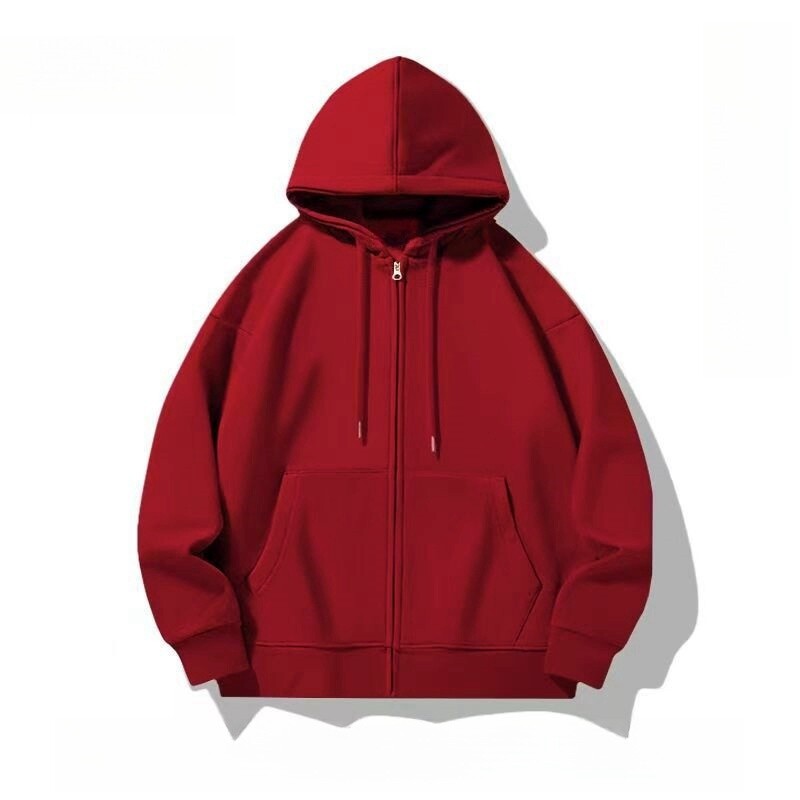 Rudens flīsa kapuce Vienkrāsains ar kapuci korejiešu modes džemperi ar garām piedurknēm augšā savelkamās kabatas brīvas rāvējslēdzēja aizdares melnas kapuces