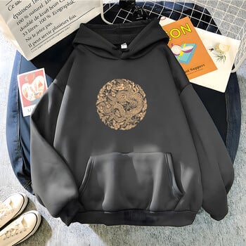 Hirsionsan High Street Dragon Print Hoodies Дамски меки извънгабаритни спортни облекла Женски суитшърт Streetwear Поларени дрехи за момичета