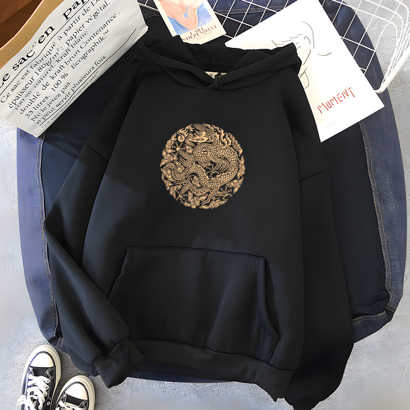 Hirsionsan High Street majice s kapuljačom s printom zmajeva Ženska mekana velika sportska odjeća Ženska majica s kratkim rukavima Ulična odjeća Flis Odjeća za djevojčice