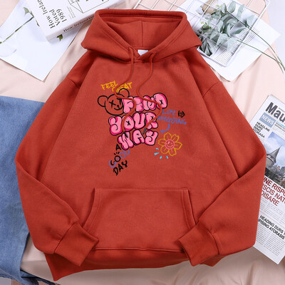 Atrodi savu ceļu Dzīve ir uzjautrinoša Apdrukātas kapuces Sieviešu sportam Ērti ar kapuci Pamata ikdienas ikdienas kapuci Brīvs flīsa ielas apģērbs