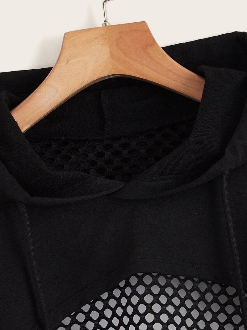 „Street Sport Drop ant pečių“ sutraukiamas raištelis „Hlow Out Super Crop“ sportinis džemperis be „Cami Top“.