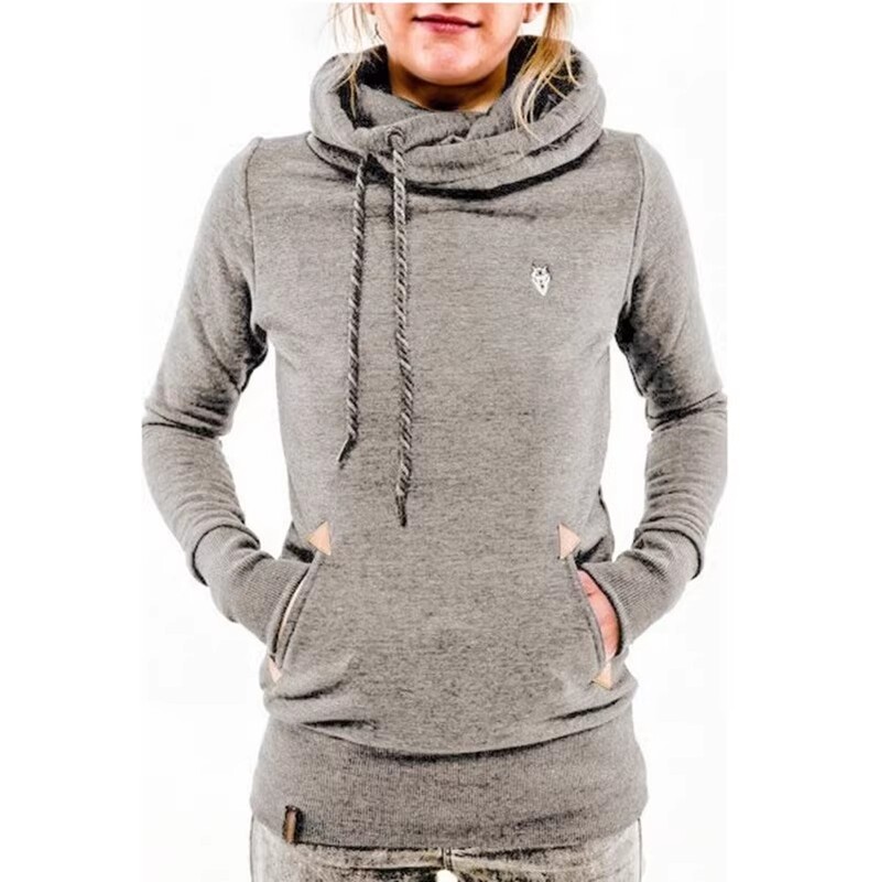 2024. gada rudens modes džemperis ar kapuci ar garām piedurknēm, kabatas izšūts ar kapuci