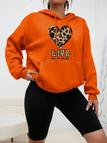 Creative Love Heart Never Fails Γυναικεία με κουκούλα με κουκούλα casual Fashion Hoodies Ολόσωμο φλις ρούχα Street Style πουλόβερ