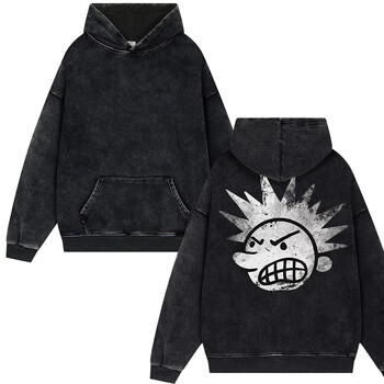 Y2k Streetwear Letter Retro Cross Print Hip Hop Punk Style Vintage Washed Hoodie Men Women Harajuku Pullover Oversize Top Coats