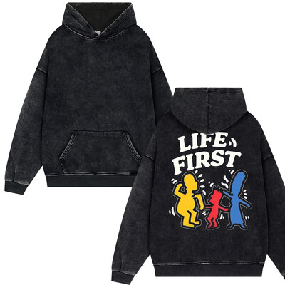 Y2k Streetwear Letter Retro Imprimare încrucișată Hip Hop Stil Punk Vintage Spălat Hanorac Bărbați Femei Pulover Harajuku Top coat supradimensionat