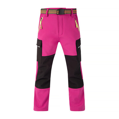 TRVLWEGO Pantaloni de schi pentru zăpadă pentru copii Trekking Călătorie Impermeabil Rezistent la vânt Căptușit cu lână Pantaloni de camping pentru drumeții în aer liber