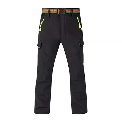 TRVLWEGO Pantaloni de schi pentru zăpadă pentru copii Trekking Călătorie Impermeabil Rezistent la vânt Căptușit cu lână Pantaloni de camping pentru drumeții în aer liber