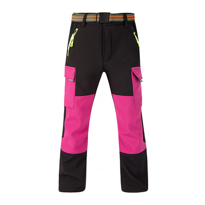 TRVLWEGO Pantaloni de schi pentru zăpadă pentru copii Trekking Călătorie Impermeabil Rezistent la vânt Căptușit cu lână Pantaloni de camping pentru drumeții în aer liber