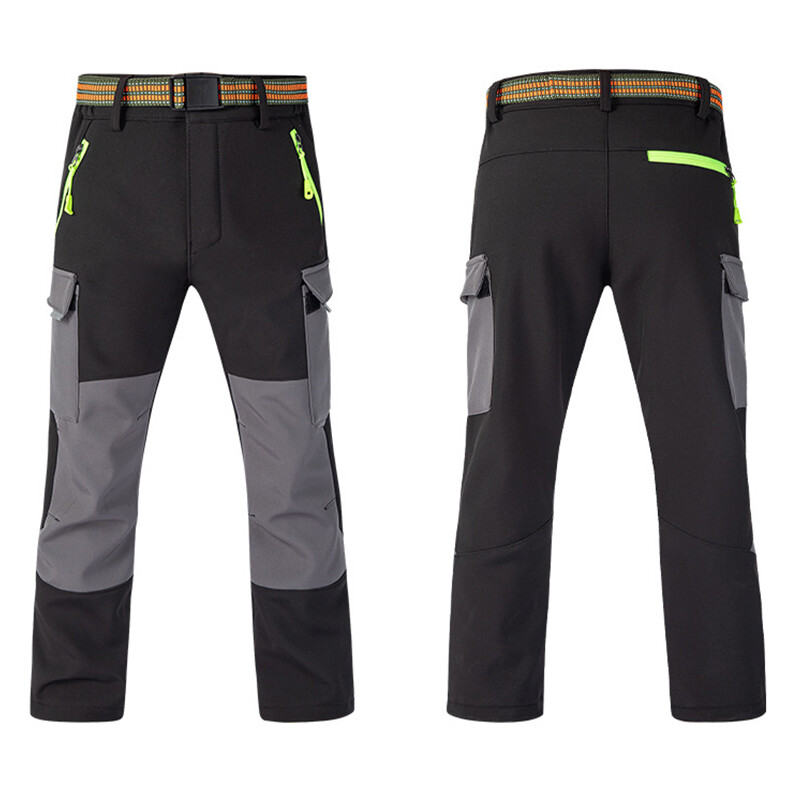 TRVLWEGO Pantaloni de schi pentru zăpadă pentru copii Trekking Călătorie Impermeabil Rezistent la vânt Căptușit cu lână Pantaloni de camping pentru drumeții în aer liber