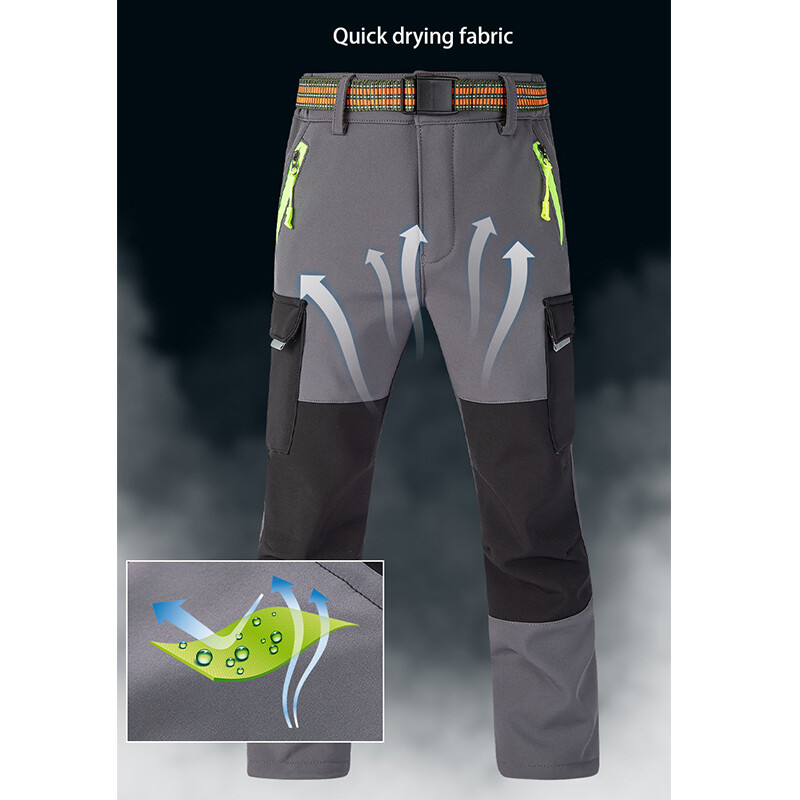 TRVLWEGO Pantaloni de schi pentru zăpadă pentru copii Trekking Călătorie Impermeabil Rezistent la vânt Căptușit cu lână Pantaloni de camping pentru drumeții în aer liber