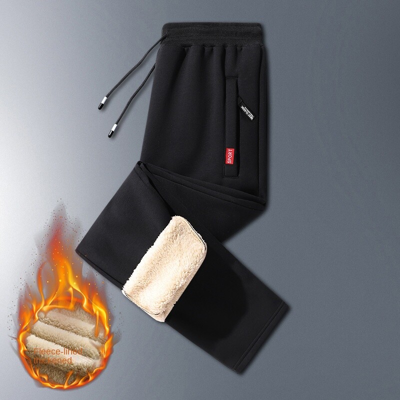 2024 m. vyriškos žieminės ėriuko vilnos pastorintos šiltos sportinės aprangos vyriškos naujos kasdienės sutraukiamos bėgimo kelnės Vyriškos aukštos kokybės medvilninės kelnės