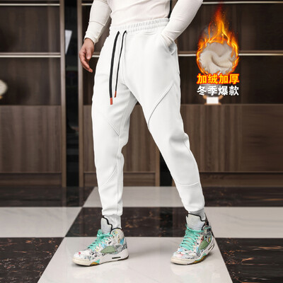 Vīriešu ziemas flīss silts sporta veids ikdienas bikses sporta zāle fitness skriešana treniņš skriešana mode ielu apģērbs kokvilnas bikses sporta bikses