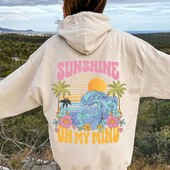 Beach Sunshine on my Mind Hoodie Sunset Oversize megztiniai su gobtuvu Moteriai estetiški ilgomis rankovėmis Minkšti kaklo drabužiai gatvės drabužiai