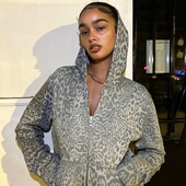 High Street Y2K Pulover Hanoră Femei Gotic Anii 90 Leopard Hanoră Set Streetwear Hanorac Îmbrăcăminte vintage Punk Loose Hip Hop