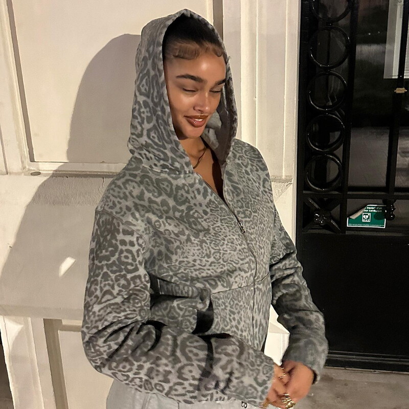 High Street Y2K Pulover Hanoră Femei Gotic Anii 90 Leopard Hanoră Set Streetwear Hanorac Îmbrăcăminte vintage Punk Loose Hip Hop