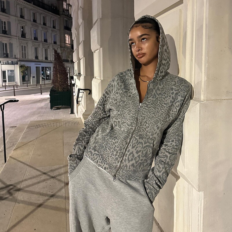 High Street Y2K Pulover Hanoră Femei Gotic Anii 90 Leopard Hanoră Set Streetwear Hanorac Îmbrăcăminte vintage Punk Loose Hip Hop