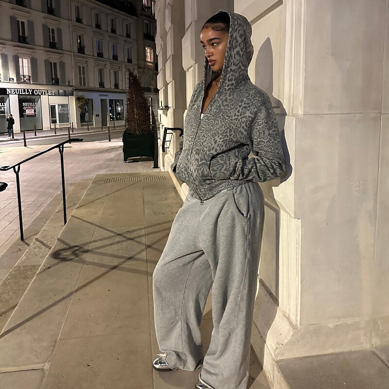 High Street Y2K Pulover Hanoră Femei Gotic Anii 90 Leopard Hanoră Set Streetwear Hanorac Îmbrăcăminte vintage Punk Loose Hip Hop