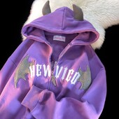 Američki retro mali vrag s izvezenim patentnim zatvaračem hoodie ženski Y2K ulični modni trend Joker dukserica Ležerna slobodna hoodie s kapuljačom