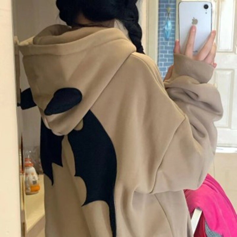 Američki retro mali vrag s izvezenim patentnim zatvaračem hoodie ženski Y2K ulični modni trend Joker dukserica Ležerna slobodna hoodie s kapuljačom