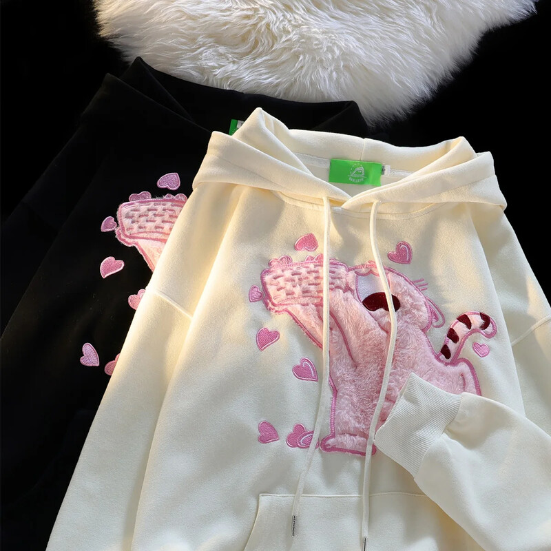 Japán stílusú, nagyméretű, macska kapucnis pulóver női laza szabású amerikai stílusú, alkalmi elegáns, aranyos kabát tavaszi őszi szezonban