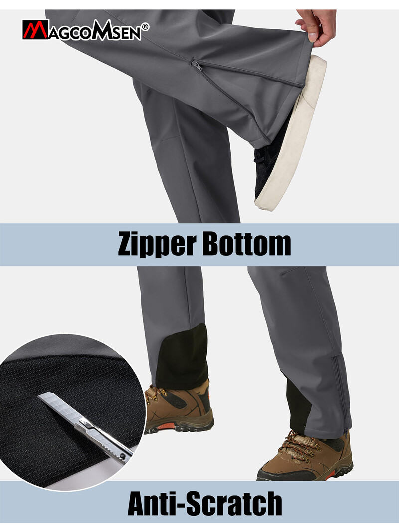 MAGCOMSEN skijaške hlače za snijeg, muške vodootporne s patentnim zatvaračem Softshell skijaške hlače s podstavom od flisa, otporne na vjetar, hlače za snowboard