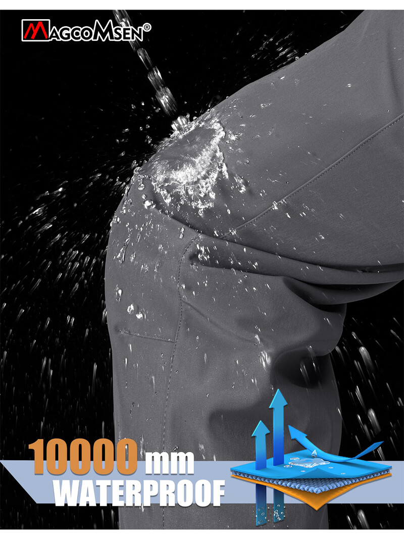 MAGCOMSEN skijaške hlače za snijeg, muške vodootporne s patentnim zatvaračem Softshell skijaške hlače s podstavom od flisa, otporne na vjetar, hlače za snowboard