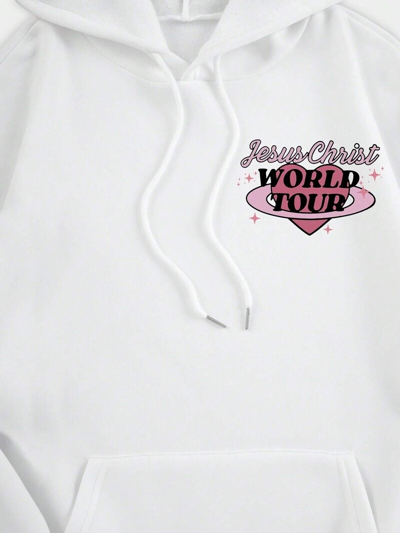 Jesus Chirst Svjetska turneja Sweatshirt s grafičkim printom Ženska jesenska majica s kapuljačom, jednostavna topla majica s kapuljačom, preveliki ulični puloveri