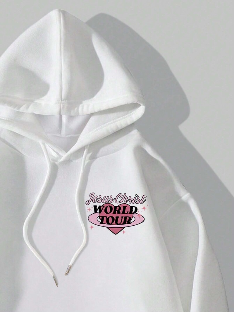 Jesus Chirst Svjetska turneja Sweatshirt s grafičkim printom Ženska jesenska majica s kapuljačom, jednostavna topla majica s kapuljačom, preveliki ulični puloveri