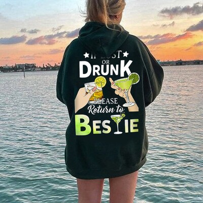 Dacă sunteți pierdut sau beat, vă rugăm să întoarceți-vă la Bestie Funny Bestie Hanorac pentru cuplu Hanorac Moda femei Pulover Cel mai bun prieten pentru femeie Hanorac