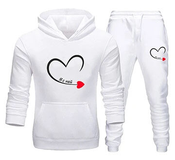 Pārrobežu jaunās vīriešu un sieviešu kapuces ar apdruku, kas piemērotas mīlestībai ar garām piedurknēm