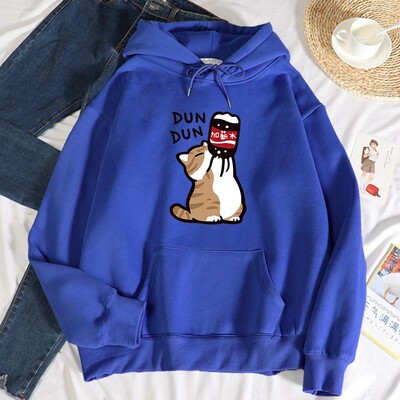 Dun Dun Povećanje plaće Smiješne majice s kapuljačom s motivom mačaka Ženska jesenska prevelika majica s kapuljačom Jednostavne majice od flisa Street S-Xxl majica s kapuljačom