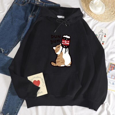 Dun Dun Povećanje plaće Smiješne majice s kapuljačom s motivom mačaka Ženska jesenska prevelika majica s kapuljačom Jednostavne majice od flisa Street S-Xxl majica s kapuljačom