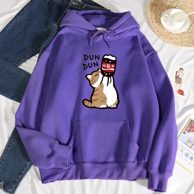 Dun Dun Povećanje plaće Smiješne majice s kapuljačom s motivom mačaka Ženska jesenska prevelika majica s kapuljačom Jednostavne majice od flisa Street S-Xxl majica s kapuljačom
