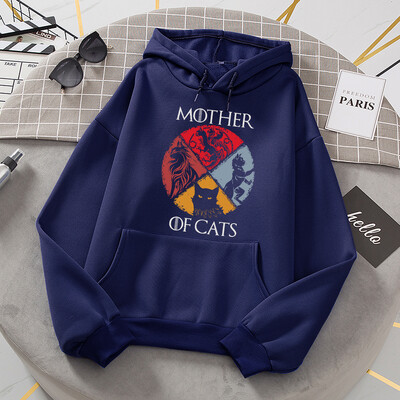 Cat Family Mother Of Cats Щампован анцуг Дамски нов моден hoody Sport Loose Oversize Hoodie Fleece Топли основни дрехи