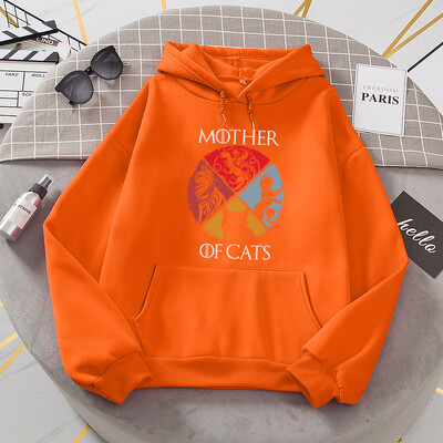 Familie de pisici, mama pisicilor, trening imprimat femei, noutate, modă, hanorac sport, largi, supradimensionat, lână, haine de bază calde