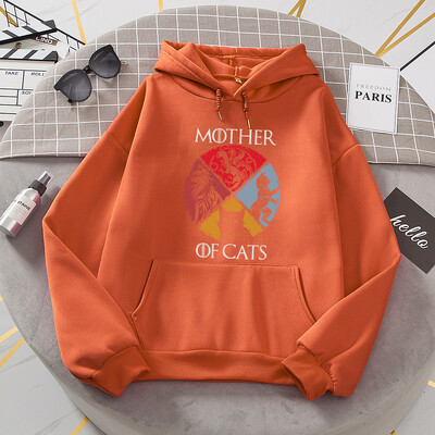Familie de pisici, mama pisicilor, trening imprimat femei, noutate, modă, hanorac sport, largi, supradimensionat, lână, haine de bază calde